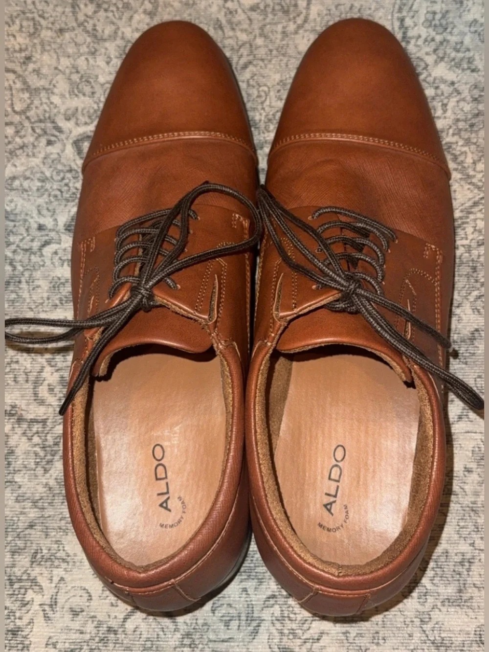 ALDO Colbeck Men’s Brown Cognac Cap Toe Oxford Dress Shoes Size 9